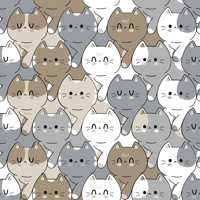 Katten illustratie behang kinderkamer