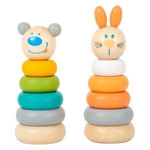 Small Foot houten stapeltoren dier pastel, 6dlg.