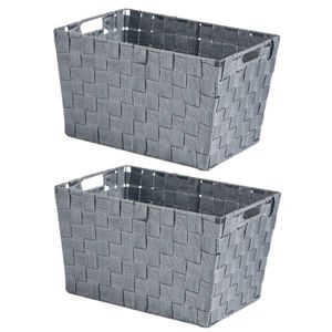 Set van 2x stuks kast/badkamer opbergmandjes zilvergrijs 35 x 25 x 20 cm