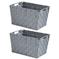 Set van 2x stuks kast/badkamer opbergmandjes zilvergrijs 35 x 25 x 20 cm