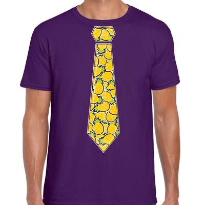 Verkleed T-shirt voor heren - ananas stropdas - paars - thema / foute party