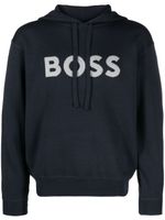 BOSS hoodie à logo brodé - Bleu