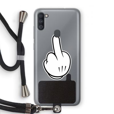 Middle finger white: Samsung Galaxy A11 Transparant Hoesje met koord