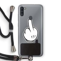 Middle finger white: Samsung Galaxy A11 Transparant Hoesje met koord