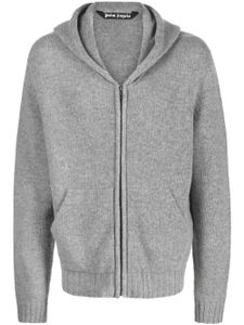 Palm Angels curved-logo zip-up hoodie - Gris