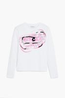 Langarmshirt met roze letters - WHITE - XS