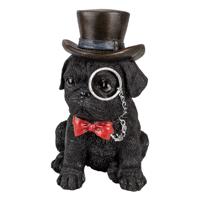 Clayre & Eef Zwarte Decoratie hond 13*9*17 cm 6PR3369
