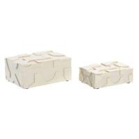 Doos-Juwelenkistje Home ESPRIT Wit Hars Bot 18 x 13 x 7,5 cm (2 Onderdelen)