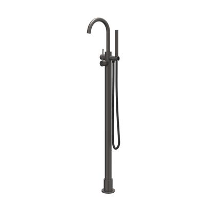 Badmengkraan IVY Concord Vrijstaand Met Draaibare Uitloop Slang 150 cm En Staaf Handdouche Geborsteld Carbon Black PVD