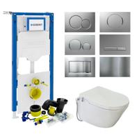 Geberit UP320 Toiletset set46 Wiesbaden Luxe Douchewc Stroomloos Met Metro Pot Sigma Drukplaat