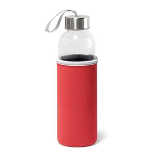 Sport waterfles/drinkfles - met softshell beschermhoes rood - 520 ml - Sportfles - Bidon