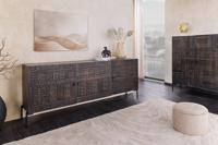 Massief dressoir TRIBAL 180cm antiek bruin mangohout 3D front veel opbergruimte - 45995