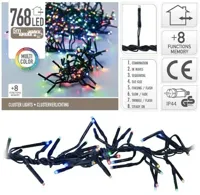 Kerstverlichting LED cluster 768 lampjes 5,5m, multicolor