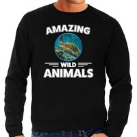 Sweater schildpadden amazing wild animals / dieren trui zwart voor heren - thumbnail