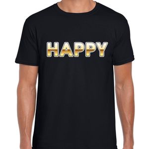 Fun Happy t-shirt zwart / goud voor heren 2XL  -