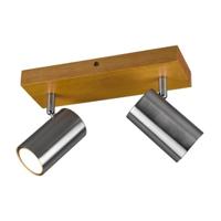 Trio 2-lichts opbouwspotMarley rvs op hout - 812400207