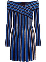 Balmain robe rayée à épaules dénudées - Bleu
