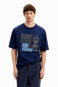 T-shirt met centrale patch - BLUE - L