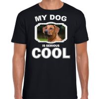 Honden liefhebber shirt Rhodesische pronkrug  my dog is serious cool zwart voor heren - thumbnail