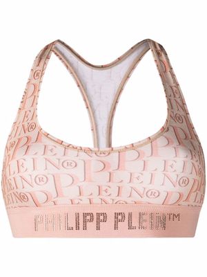 Philipp Plein soutien-gorge clouté à logo imprimé - Tons neutres