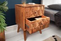 Massief houten nachtkastje MYSTIC LIVING 40cm natuurlijk acacia 3D bijzettafeltje vooraan met opbergruimte - 38424