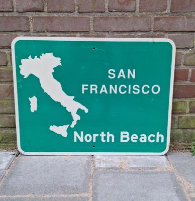 San Francisco 'Little Italy' North Beach Straat Bord - 61 x 46cm - Origineel