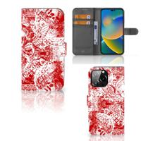 Telefoonhoesje met Naam iPhone 14 Pro Max Angel Skull Rood