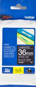 Labeltape Brother P-touch TZE-365 36mm wit op zwart