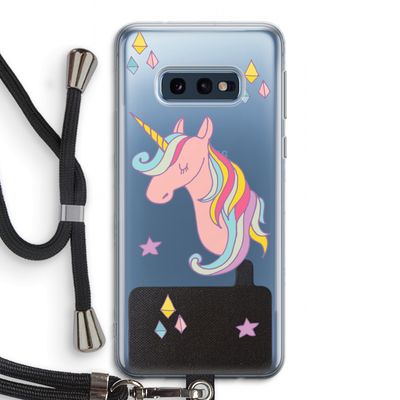 Roze eenhoorn: Samsung Galaxy S10e Transparant Hoesje met koord