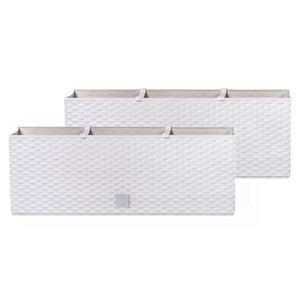 Set van 4x stuks kunststof Rato bloembak/plantenbak met irrigatiesysteem wit 51 x 19 x 18 cm