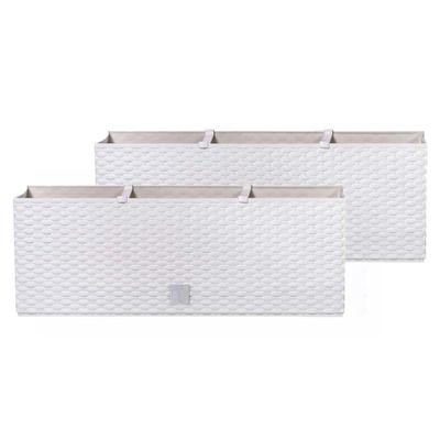 Set van 4x stuks kunststof Rato bloembak/plantenbak met irrigatiesysteem wit 51 x 19 x 18 cm