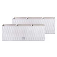 Set van 4x stuks kunststof Rato bloembak/plantenbak met irrigatiesysteem wit 51 x 19 x 18 cm