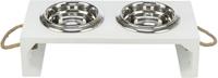 Trixie be nordic set voerbak / waterbak hout / rvs wit