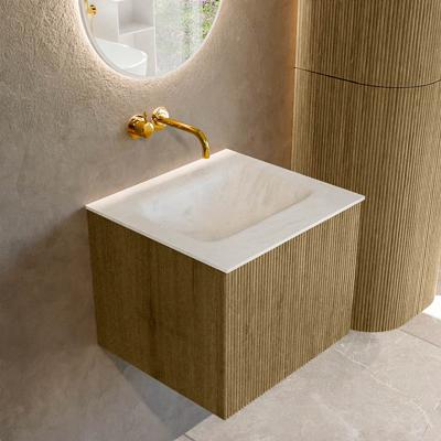 Badmeubel Mondiaz Kurve-Dlux | 50 cm cm | Meubelkleur Dusk | Wastafelkleur Opalo | Solid surface | Wasbak midden spoelbak | Zonder kraangat(en)