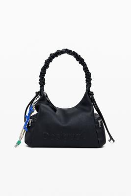 Middelgrote tas met 3D-logo en geplooide handgreep - BLACK - U