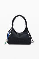 Middelgrote tas met 3D-logo en geplooide handgreep - BLACK - U Middelgrote tas met 3D-logo en geplooide handgreep - BLACK - U