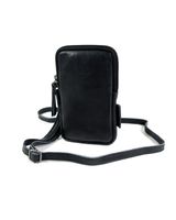 Dames leren telefoon heup schoudertasje zwart - thumbnail