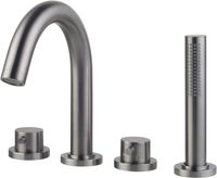 Saqu Shine badrandthermostaat afbouwset 4-gats gunmetal Saqu Shine badrandthermostaat afbouwset 4-gats gunmetal