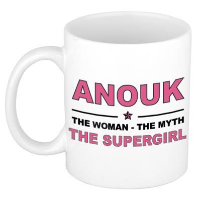 Anouk cadeau mok - Woman Myth Supergirl - naam koffiemok - 300 ml - collega - moederdag