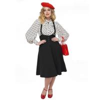 Unique Vintage High Waist Suspender Swing Skirt Black -XXL Unique Vintage High Waist Suspender Swing Skirt Black -XXL