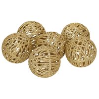 6x Rotan kerstballen goud met glitters 5 cm kerstboomversiering
