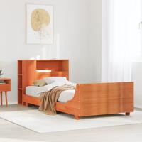 Bedframe zonder matras massief grenenhout wasbruin 75x190 cm