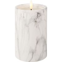 Ledkaars Marble wit 16,5cm hoog - thumbnail