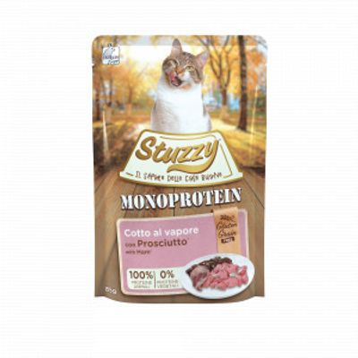 Stuzzy Cat Grain Free Monoprotein met ham nat kattenvoer 85 gram 4 dozen (80 x 85 g)