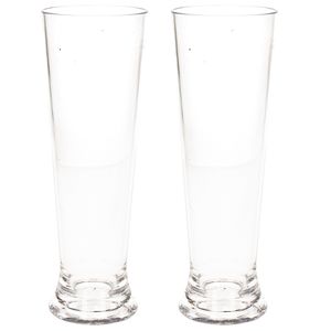 2x stuks onbreekbaar bierglas op voet transparant kunststof 30 cl/300 ml