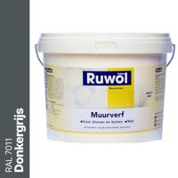 Ruwol Muurverf binnen en buiten Mat Donkergrijs (RAL 7011) 5 liter