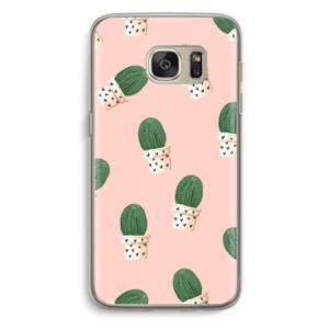 Cactusprint roze: Samsung Galaxy S7 Transparant Hoesje