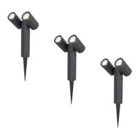 Set van 3 Pinero Dubbel LED prikspots - GU10 8 Watt 345 Lumen - Dimbaar - Kantelbaar - GU10 - 6500K daglicht wit - IP64 Waterdicht - Zwart