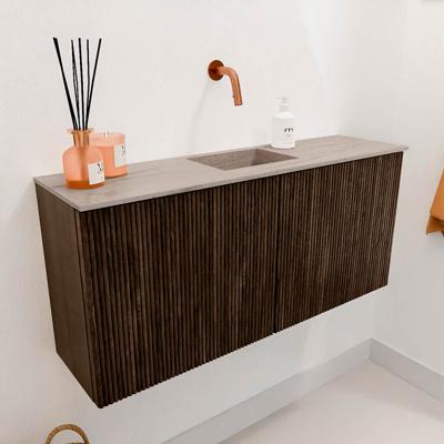 Toiletmeubel Mondiaz Joya Dlux | 90 cm | Meubelkleur Walnut | Faye wastafel Saba Wasbak Midden | Zonder kraangat(en)