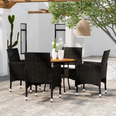5-delige Tuinset poly rattan zwart